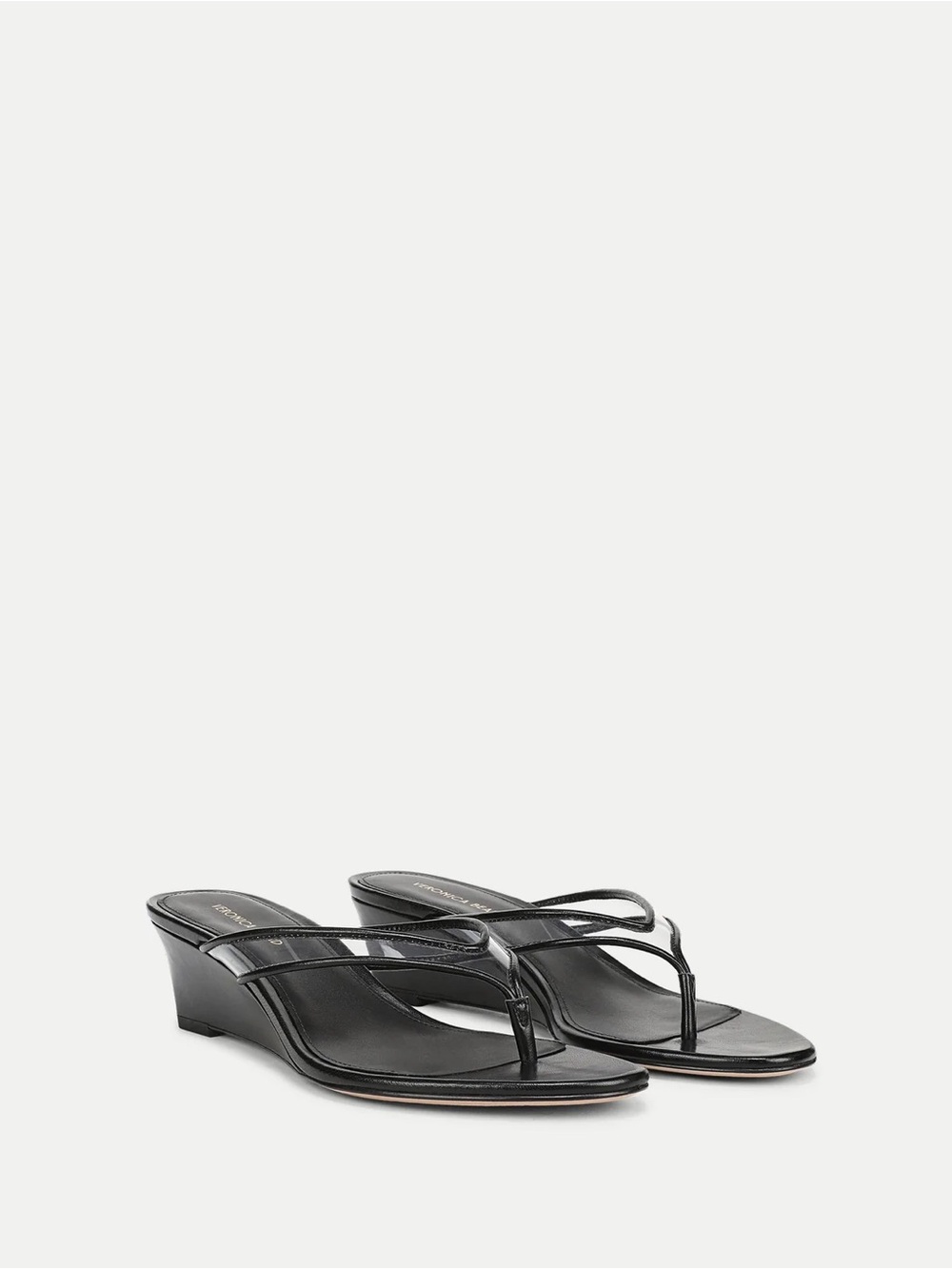 Veronica Beard clea jelly Black Leather and clear plastic Wedge Thong Sandals 10